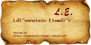 Lövenstein Elemér névjegykártya