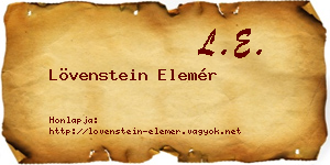 Lövenstein Elemér névjegykártya
